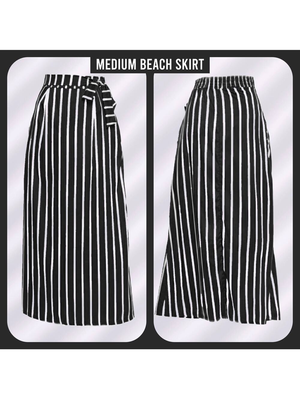 New Black and White Beach Swimwear Cover Up Long Skirt Size Medium
